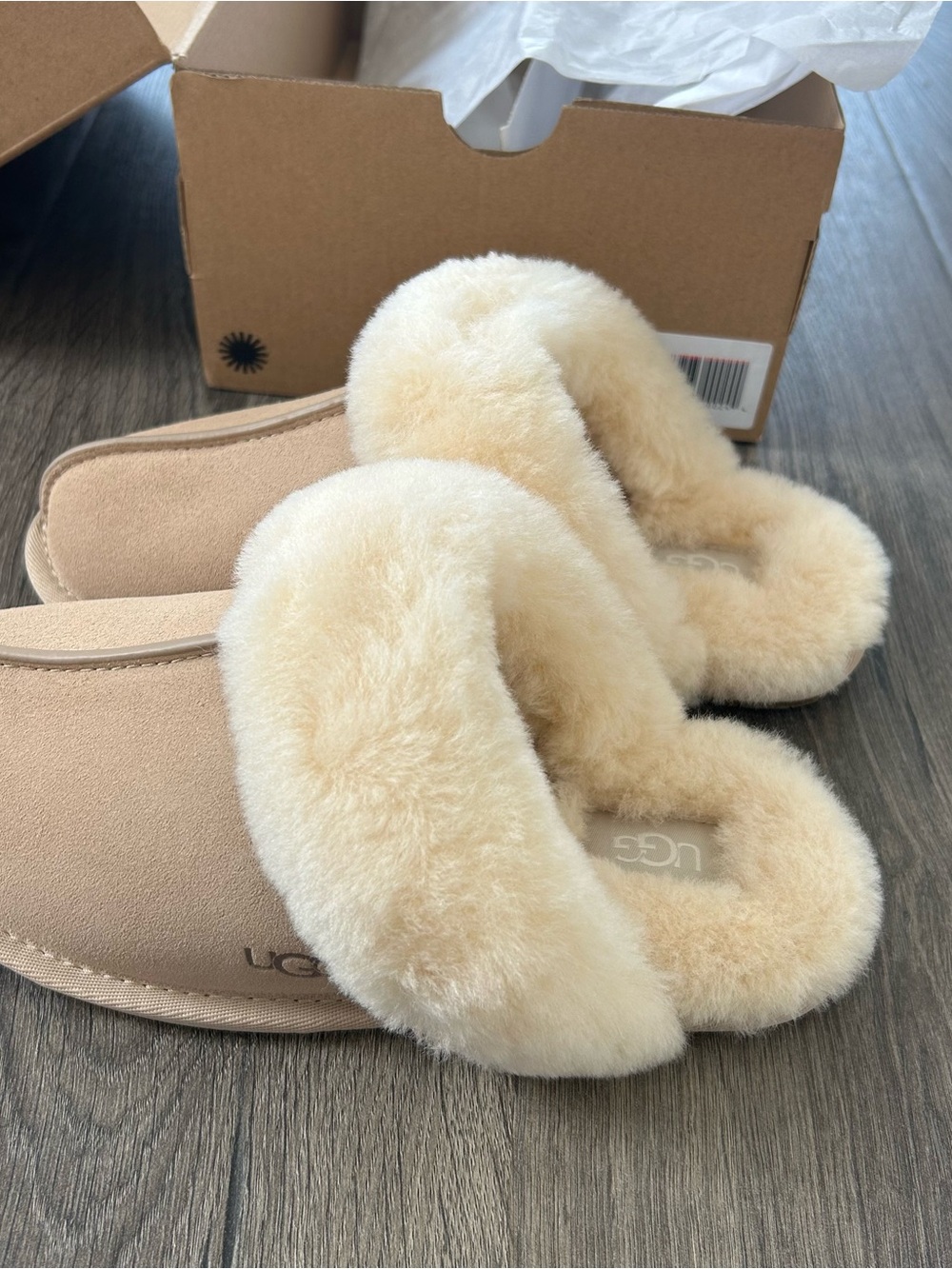 BRAND NEW UGG Women's Chestnut Suede Plush Cuff Slippers - Picture 5 of 7